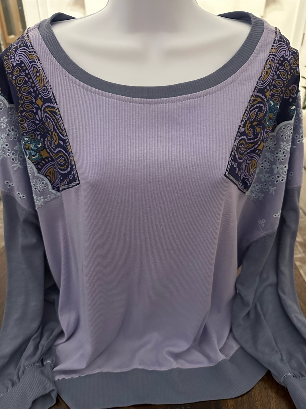 Free People Feelin it Tee Lavender Patchwork - Picture 4 of 12